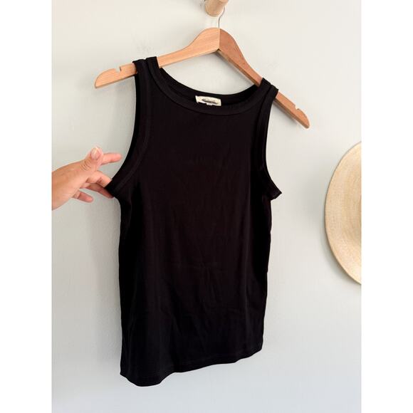 Madewell | NWT | (Re)generative Cotton Essential High-Neck Tank Jet Black | Sz S - Picture 3 of 8